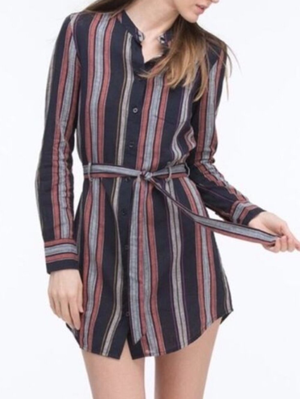 Adriano Goldschmied Women's Multi-Colored Striped Button Down Shirt Dress
